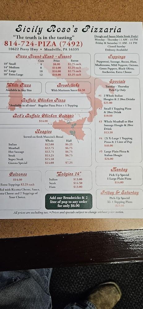 Sicily Rose's Pizzaria 2 Whole Italian Hoagies & 2 20oz Drinks